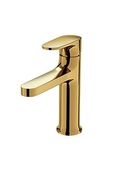 INVERTO by Cersanit deck-mounted washbasin faucet gold, 2 DESIGN IN 1 handles: gold