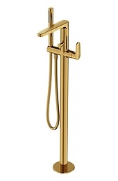 INVERTO by Cersanit freestanding bath-shower faucet gold, 2 DESIGN IN 1 handles: gold