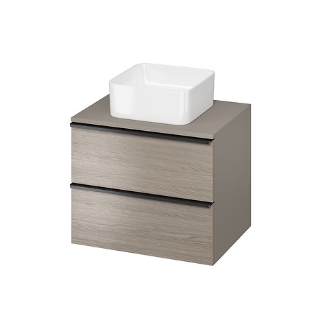 VIRGO 60 countertop washbasin cabinet grey with black handles