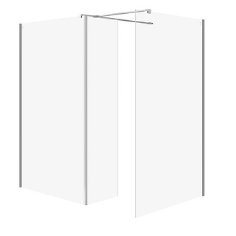 SET B804: shower enclosures walk-in MILLE chrome 100x90x30x200 movable wall