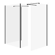SET B809: shower enclosures walk-in MILLE black 90x90x90x30x200 movable wall