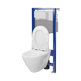 SET C34: AQUA 50 MECH QF WC frame + MILLE PLUS CleanOn wall hung bowl with toilet ...