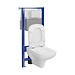 SET C38: AQUA 50 MECH QF WC frame + COLOUR CleanOn wall hung bowl with toilet seat