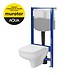 SET C38: AQUA 50 MECH QF WC frame + COLOUR CleanOn wall hung bowl with toilet seat