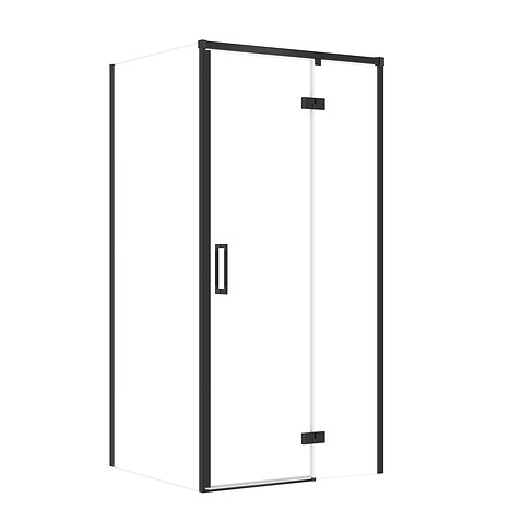 SET C111: Shower enclosure rectangular LARGA hinge 100X80X195 right black ...
