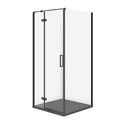 SET C124: Shower enclosure square JOTA 90X90X195 left black transparent glass + ...
