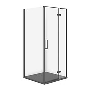 SET C125: Shower enclosure square JOTA 90X90X195 right black transparent glass + ...
