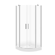 SET C171: Shower enclosure halfround MODUO 80X80X195 chrome transparent glass + ...