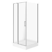 SET C172: Shower enclosure square MODUO 90X90X195 left chrome transparent glass + ...