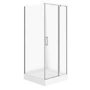 SET C174: Shower enclosure square MODUO 90X90X195 right chrome transparent glass ...
